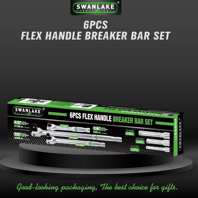 SWANLAKE 6PC Breaker Bar Set,1/4", 3/8" & 1/2" Drive,Heavy Duty
