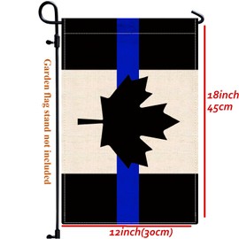 Black Canadian Thin Blue Line Garden Flag,12x18 in Heavy Duty Canada Honoring Law Enforcement & Officer Outdoor Banner for Patio Yard with Double Side