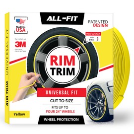 All-Fit Automotive Rim Trim – Durable DIY Car Exterior Accessories for Curb Rash Protection – Fits Up to Four 24” Wheels – Flexible, Durable Wheel Rim Protector (3/8″ width/Yellow)