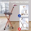 Folding Cane Seat Sturdy Lightweight Adjustable Handle Legs with LED