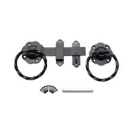 Infinity Decor Heavy Duty Epoxy Black/Zinc 6" 150mm Twisted Ring Gate Latch Catch Set Ideal for Wooden Gate, Garden Gate, Shed, Barn, Garage Doors (Black)