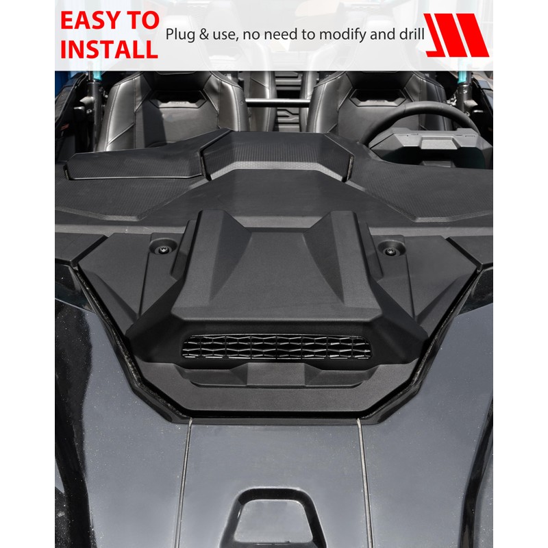 SAUTVS Matte Black Front Turbo Hood Scoop for Polaris RZR