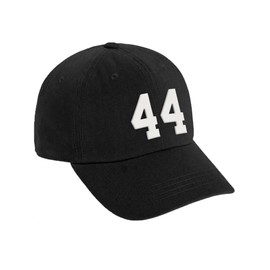 Daxton Custom Team Number Low Profile Adjustable Baseball Dad Hat Cap, Black Hat White 44