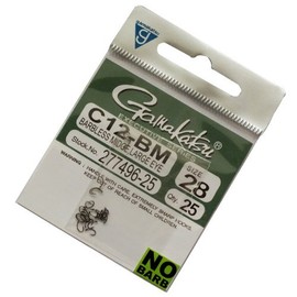 Gamakatsu Barbless C12-BM Large Eye Midge Hook-Pack of 25 (Black), Black