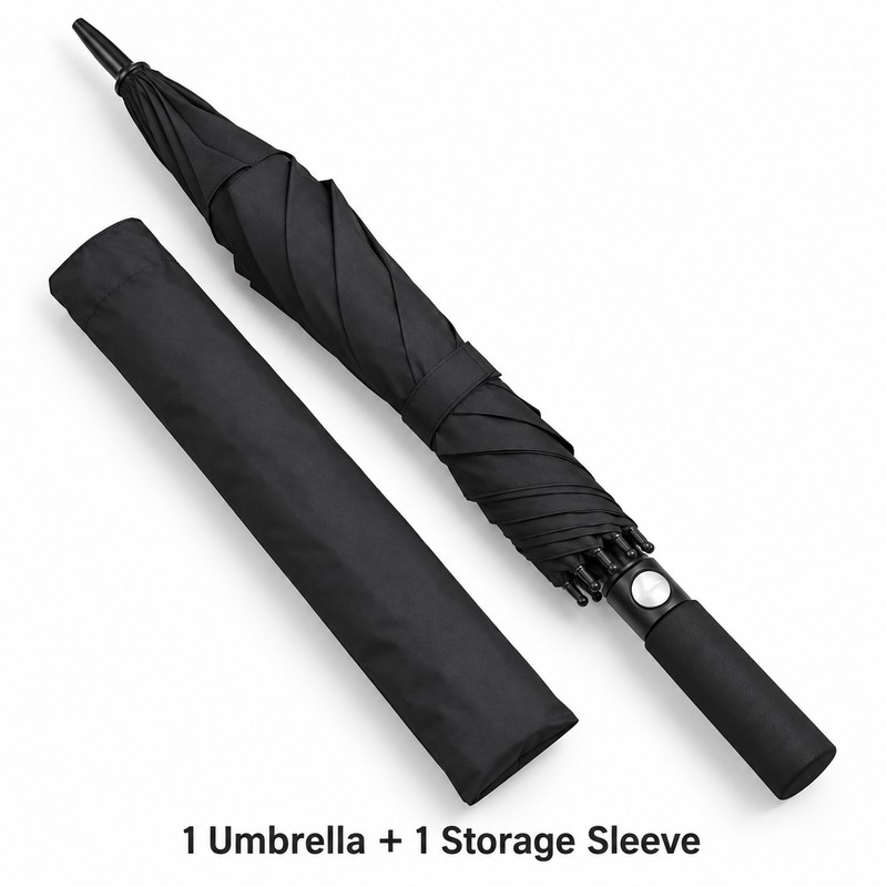 Oversized Windproof Golf Umbrella with Double Canopy, Automatic Open, Fiberglass