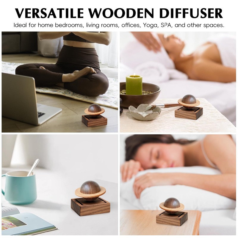 TECHPLUS Planet Wooden Essential Oil Diffuser - Walnut Aroma Therapy