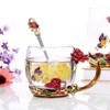 Glass Cup Innovative Flower Tea Cup with Spoon Drink Mug