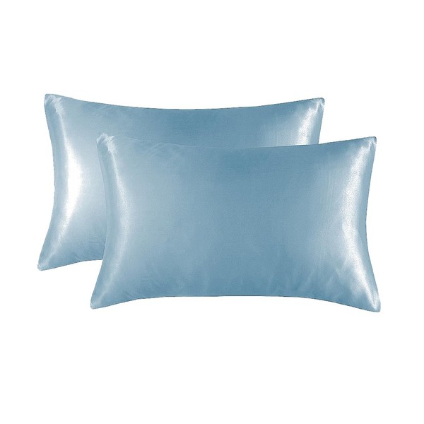 Satin Pillowcase, Similar to Silk Pillow Cases (Blue - 2