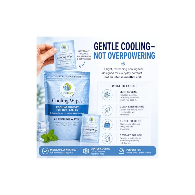 Gentle Cooling Wipes for Hot Flashes and Warm Weather