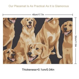 Place Mat Golden Retrievers Placemats Set of 2 Non-Slip Table Mats Heat Resistant Place Mats Washable Placemat for Kitchen Anti Slip Dining Table Place Mats
