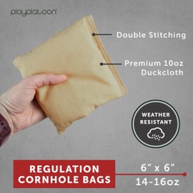 Play Platoon Weather Resistant Cornhole Bags - Set of 8 Regulation Corn Hole Bean Bags - Gold & Black - Durable Duck Cloth Corn Hole Bags for Tossing Game, Includes Tote Bag