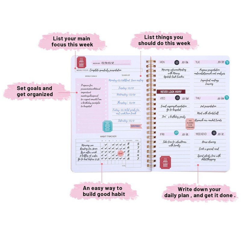 To Do List Notebook, A5 Weekly Planner Undated, Planning Pad