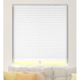 Calyx Interiors Cordless Pleated Shade Light Filtering Fabric Window Shade, Color: White, Size: 22.5"W x 48"H