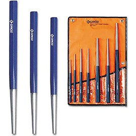 Groz 25809 Heavy Duty Drift Punch Set, 7pc with 1/8", 5/32", 3/16", 1/4", 5/16", 3/8" and 7/32"