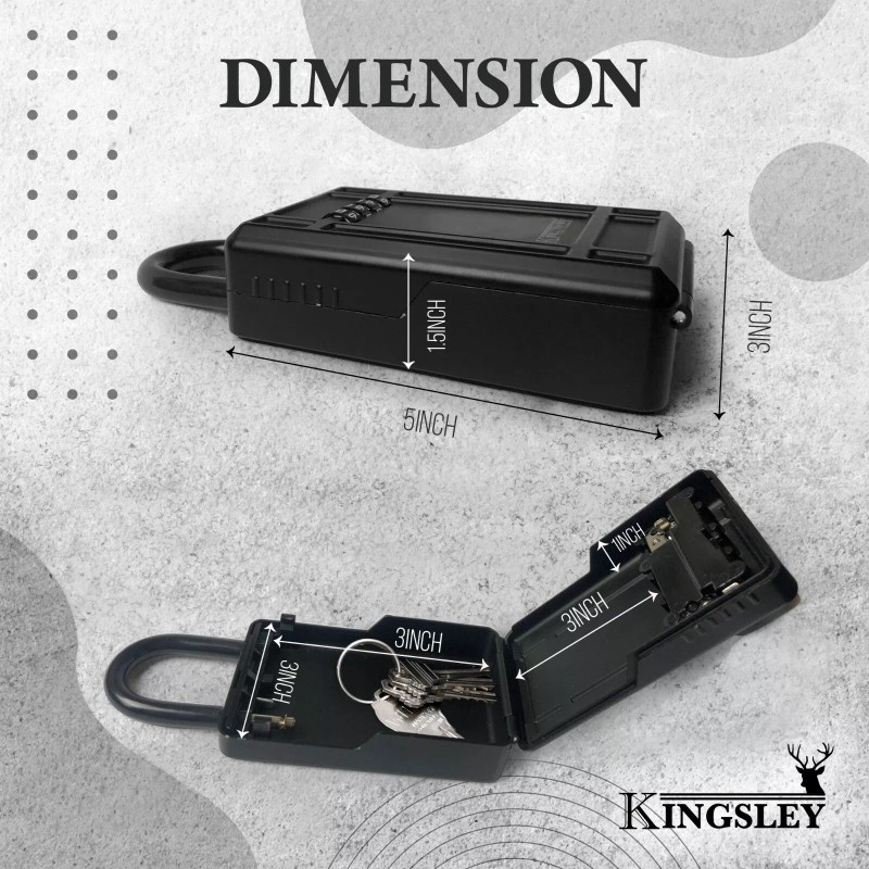 Kingsley Key Lock Box Large Capacity Key Storage Box Resettable
