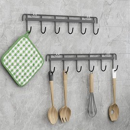 EigPluy 2 Pieces Kitchen Utensil Hooks,Adhesive Kitchen Utensils Hanging Rack,Wall Mount Kitchen Utensil Holder for Tools/Towel/Knife