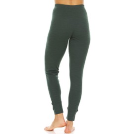 100% Merino Wool Women's Midweight Base Layer Bottoms - Thermal Underwear - No Itch Renewable Fabric - Forest Green - Medium