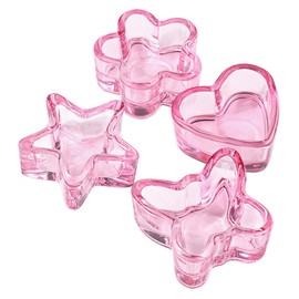 TOVINANNA 4pcs Pink Crystal Nail Dappen Dish Cups Elegant Glass Bowls for Manicure Featuring Butterfly Flower Heart and Star Designs Stylish Nail Liquid Holders