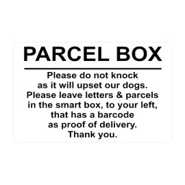 P065 PARCEL BOX Please Do not Knock Smart Box Plastic PVC Plaque Sign Card (White)