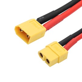 2Pcs XT60 Parallel Battery Connector Cable 1FT, 12AWG 1 Male to 2 Female Y Splitter Adapter Cable, for RC Multicopter Quadcopter