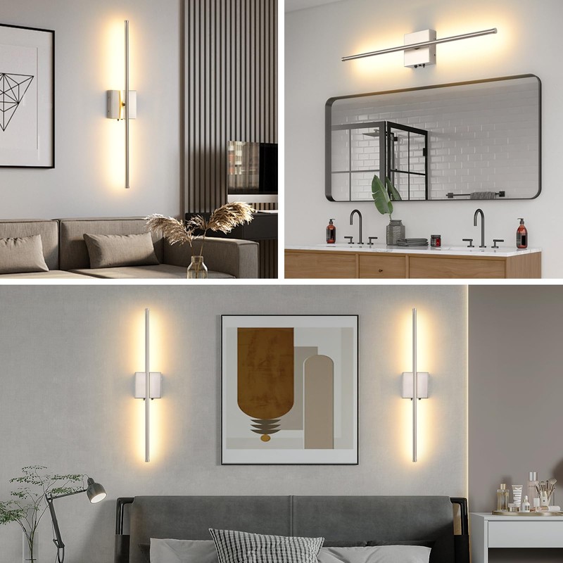 Wireless Battery Operated Wall Sconces, 11000mAh Rechargeable Brushed Nickel Wall