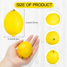 Cindeer Fake Lemons Fake Fruit Faux Yellow Lemon Decor Lifelike Simulation Artificial Fruit for Party Table Summer Kitchen Vase Filler Wreath Garland Photography Decoration(3.1 x 2.1 Inch,100 Pcs)
