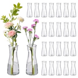 Glass Bud Vases for Centerpieces - Clear Small Flower Vase Set, Modern Minimalist Cute Mini Decorative Bulk Vases for Wedding Bridal Shower Birthday Party Events Dining Room Table Decor