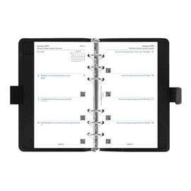 Filofax Saffiano Organizer, Personal Compact Size, Black - Cross-Grain, Leather-Look, Six Rings, Week-to-View Calendar Diary, Multilingual, 2025 (C022469-25)