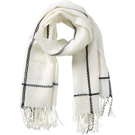 Tickled Pink Womens Knox Fringe Scarf, White, One Size