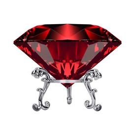 Large Crystal Diamond Paperweight with Stand Jewels Wedding Decorations Centerpieces Home Decor 3.15 inch (Red)