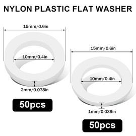 Colexy Plastic Door Fittings for Room Doors, Pack of 100 Washers Door Hinge 10 mm x 15 mm Mounting Rings, 1 mm 50 Pieces & 2 mm 50 Pieces, Plastic Spacers for Standard Room Doors