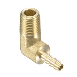 M METERXITY Brass Hose Barb Fittings - 90 Degree Elbow 3/16 Inch Brass Pipe Connector Apply to Water Gas(1/8 NPT Male Thread)