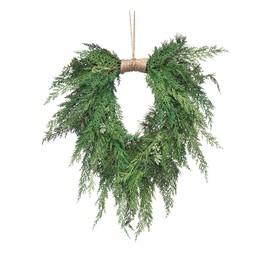 18 inch Artificial Cedar and Jute Front Door Wreath with Hand Tied Twig Base