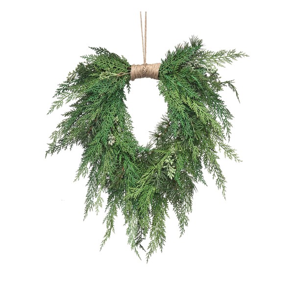 18 inch Artificial Cedar and Jute Front Door Wreath with