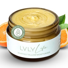 LVLY Life Whipped Beef Tallow Face Moisturizer - Grass Fed Grass Finished Beef- All Organic Ingredients - Natural, Hydrating Balm for Face + Body - Nourish and Soothe Sensitive Skin, 2 oz