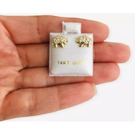 Alex and Elsa 14K Solid Gold Elephant Stud Earrings,7mm x 9mm 14k Real Gold- S382-4