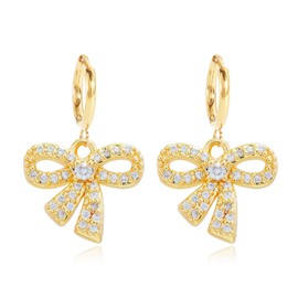 Dainty Bow Hoop Earrings for Women Small Bow Earrings Dangle Sparkly Rhinestone Bow Earrings Bow Tie Huggie Earrings Jewelry Gift
