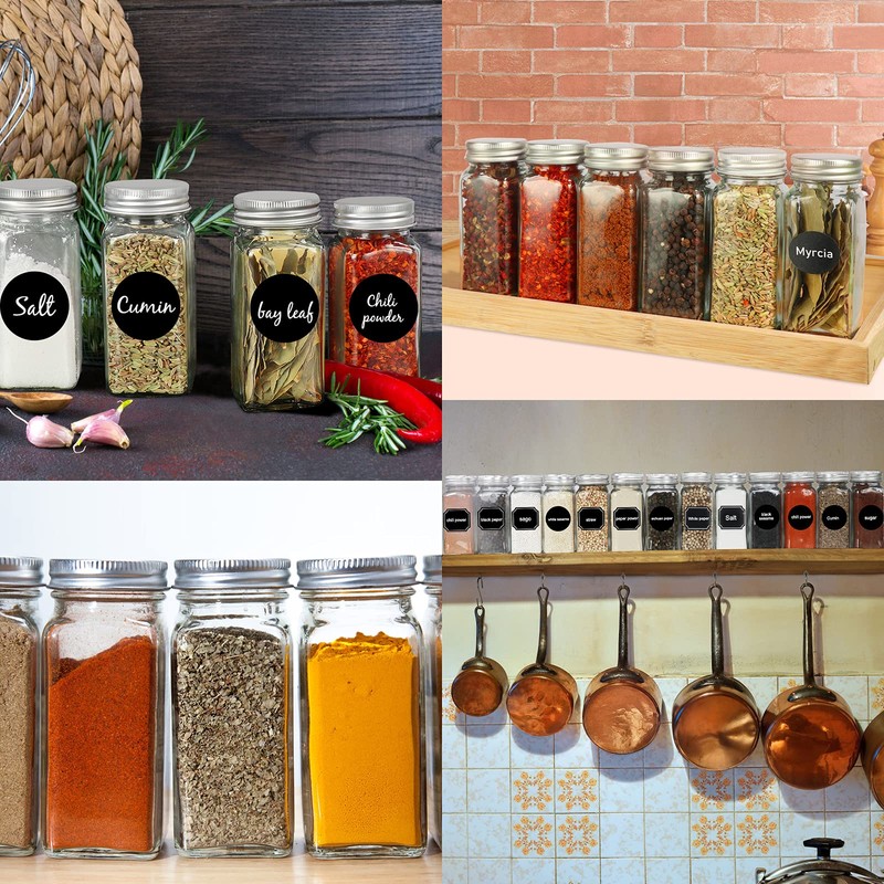 CycleMore 48 Pack 4oz Glass Spice Jars Bottles, Square Spice