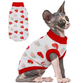 PUMYPOREITY Sphynx Cat Clothes: Stretchy Sweater, Soft Hairless Shirt, Pullover Pajamas, Turtleneck for Sphynx Cornish Rex, Devon Rex - Red, M