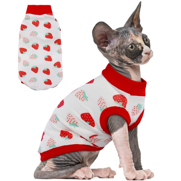 PUMYPOREITY Sphynx Cat Clothes: Stretchy Sweater, Soft Hairless Shirt, Pullover