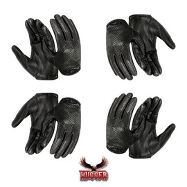 Hugger Glove Company Men's Air Pro Sport Motorcycle, Driving, Police Patrol Summer Glove Water Resistant Leather (Medium, Black)