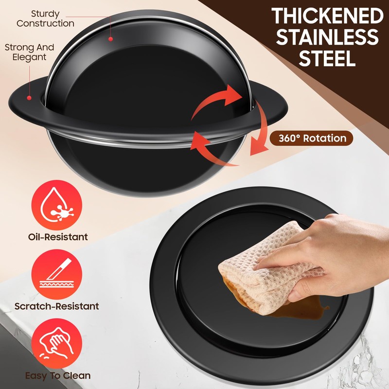 STOBAZA Drop in Trash Chute Round Stainless Steel Countertop Waste