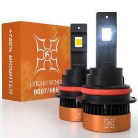 HIKARI WINGS 9007/HB5 LED Fog light, 28000LM Pure White 6000K LED Bulbs, Plug & Play IP68 Waterproof Pack of 2