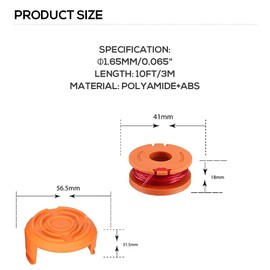 Kocusu For Worx grass trimmer spool, thread spools for Worx WA0010/WA6531 thread head, trimmer grass trimmer for Worx trimmer compatible with WG163, WG165, WG175, WG180 with caps, 3.05 m / 10 ft (8