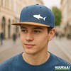 Huuraa Cap Hat Shark Silhouette Gift Shark Gift Idea, denim,