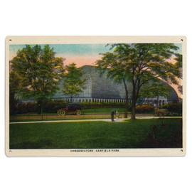 Lantern Press 6x9 Inch Wood Sign, Ready to Hang Wall Decor, Chicago, Illinois, Exterior View of the Conservatory at Garfield Park