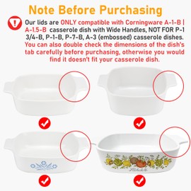 2PCs Silicone Lids for Corningware A-1-B | A-1.5-B Glass Dish, Bowl Cover for Corningware Stovetop, Dishwasher Freezer Safe (Container NOT Included)