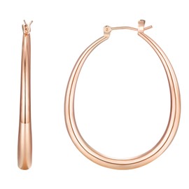 Gelanmeng Chunky Hoop Earrings for Women - 14k Gold Plated with 925 Sterling Silver Post Oval Hoop Earrings Jewelry Gift for Women (rose gold)