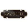 9x3 Inch Manager Office Sign Black Gold - Self-stick Doorplate