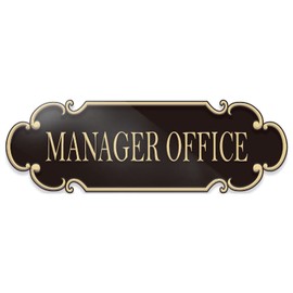 9x3 Inch Manager Office Sign Black Gold - Self-stick Doorplate for Offices Businesses Restaurants House Room